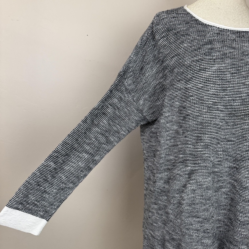 Eileen Fisher Sweater Tunic Womens L Gray Organic Linen Cotton Knit Minimalist - Picture 4 of 8